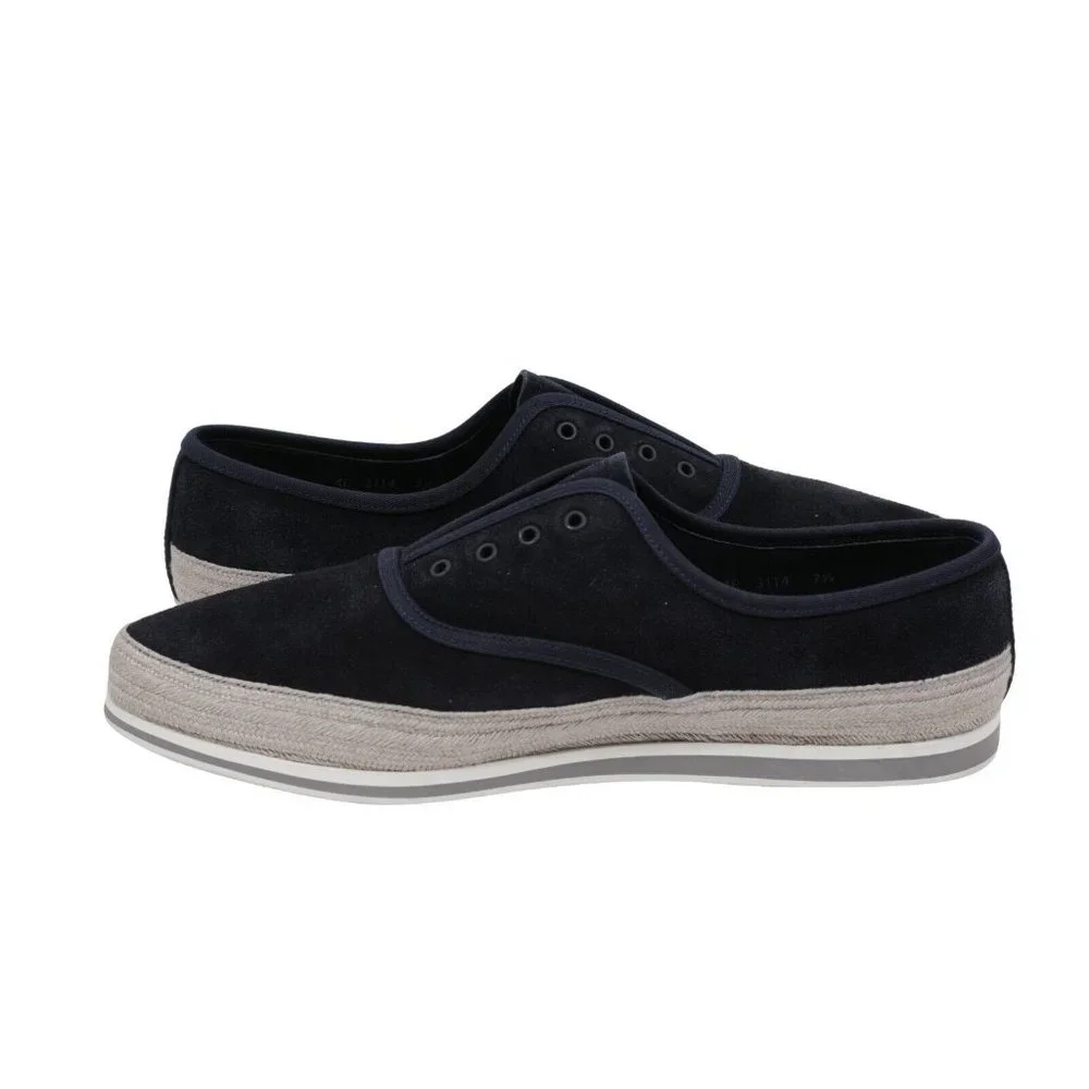 Prada Mens Espadrille Sneakers US8.5 UK7.5 Blue Grey Suede Slip On St Tropez - Picture 9 of 11